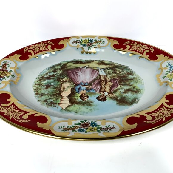 Mid Century Daher Decorated Ware Metal Retro Tin Tray Victorian Couple In Park - Picture 8 of 10